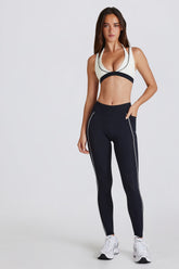 Soft Active Contrast Leggings in Black