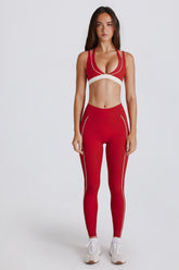 Soft Active Contrast Leggings in Dark Red