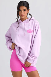 Heavyweight Brushed Fleece Oversized Hoodie in Violet Pink