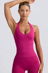 Define Luxe Halterneck Tank Top in Berry