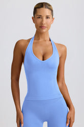 Define Luxe Halterneck Tank Top in Light Blue