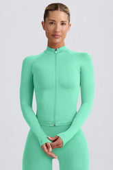 Define Luxe Zip-Up Jacket in Mint
