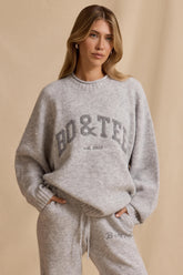 Ribbed Knit Oversized Jumper in Ice Marl