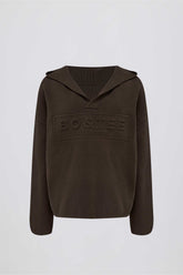 Ribbed Knit Oversized Hoodie in Pecan