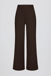 Ribbed Knit Wide-Leg Joggers in Pecan