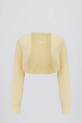 Ribbed-Knit Cropped Shrug in Lemon