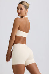 Ruched Mini Shorts in Ivory Marl