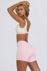 Ruched Mini Shorts in Pale Pink Marl