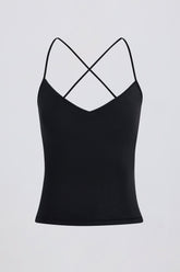 Cross-Back Tank Top in Black