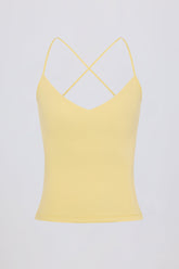 Cross-Back Tank Top in Lemon