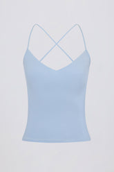 Cross-Back Tank Top in Sky