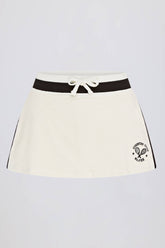 Terry Towelling Drawstring Skort in Ivory