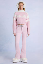 Waterproof Belted Ski Salopettes in Powder Pink