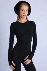 Thermal Long Sleeve Top in Black