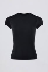 Cut-Out Longline T-Shirt in Black