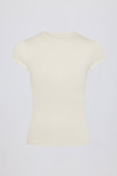 Cut-Out Longline T-Shirt in Cream