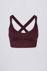 Super Sculpt Seamless Crossback Sports Bra in Burgundy
