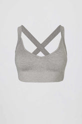 Super Sculpt Seamless Crossback Sports Bra in Grey Marl