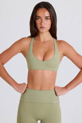 Four-Way Stretch Crossback V-Neck Sports Bra in Matcha