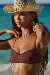 Bandeau Bikini Top in Chocolate Brown