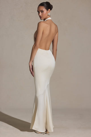 Backless Halterneck Fishtail Gown in Ivory