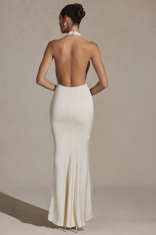 Backless Halterneck Fishtail Gown in Ivory