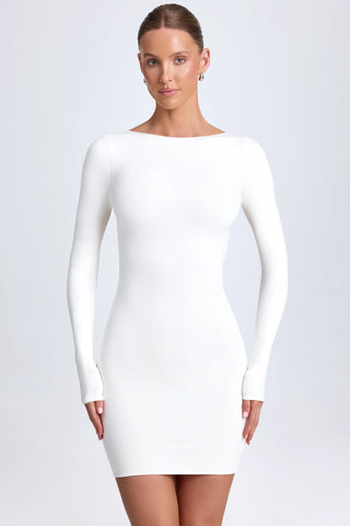 Open-Back Bodycon Mini Dress in White