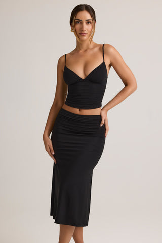 Modal V-Neck Ruched Camisole Top in Black