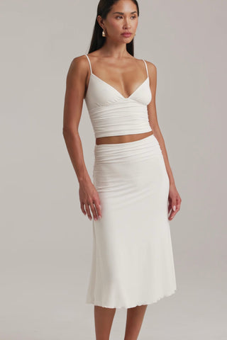 Modal V-Neck Ruched Camisole Top in White
