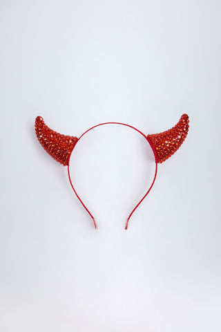 Devil Horns Headband in Fire Red