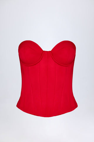 Lace-Up Corset Top in Fire Red