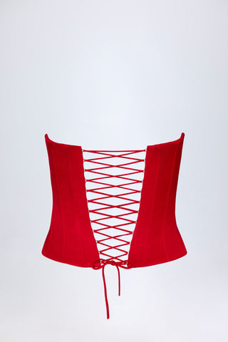 Lace-Up Corset Top in Fire Red