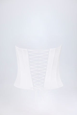 Lace-Up Corset Top in White