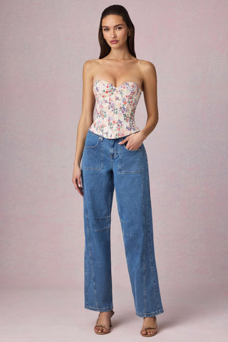 Lace-Up Corset Top in Primrose Floral Print