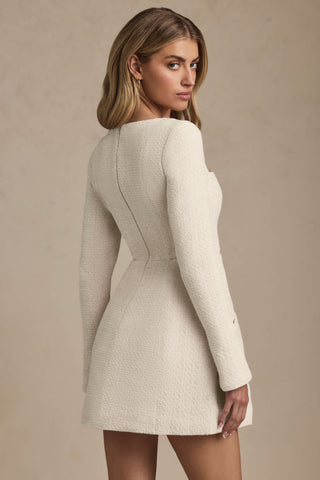 Sweetheart-Neck Structured Mini Dress in Ivory