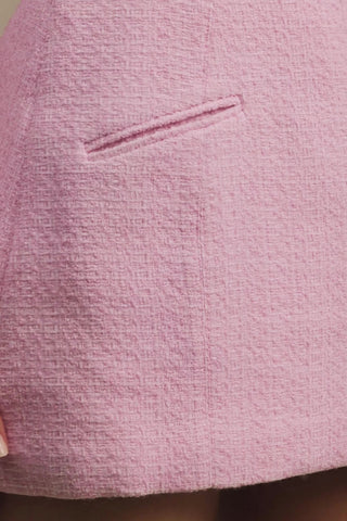 Sweetheart-Neck Structured Mini Dress in Soft Pink