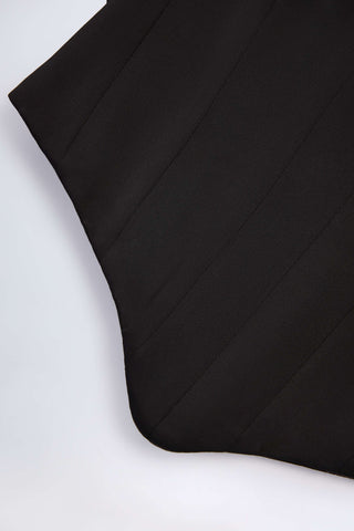 Curved Lace-Up Corset Top in Black