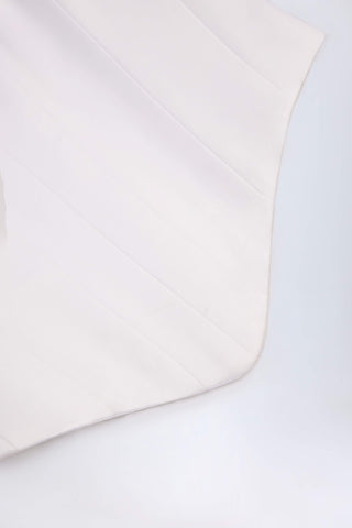 Curved Lace-Up Corset Top in White