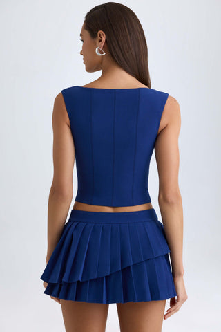 Open-Front Crop Top in True Navy