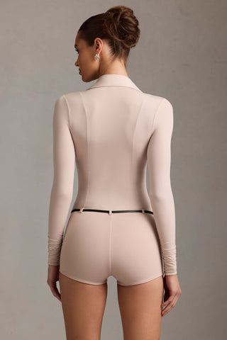 Long-Sleeve Playsuit in Mushroom