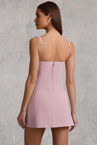 Cut-Out Structured A-Line Mini Dress in Mauve