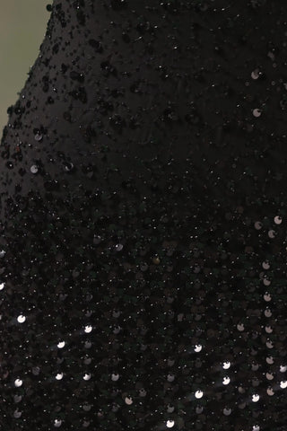 Embellished Sweetheart-Neck A-Line Mini Dress in Black