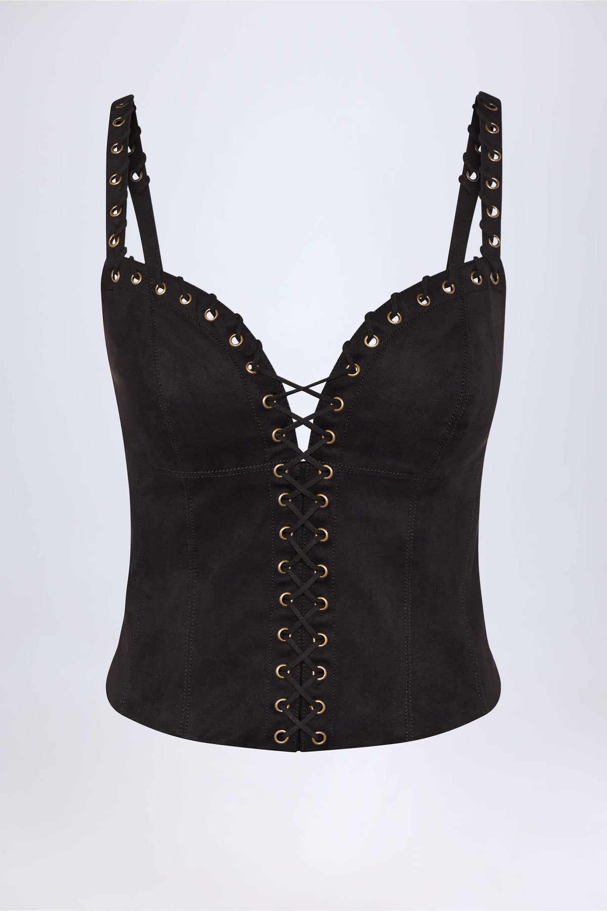 Lace-Up Top in Black