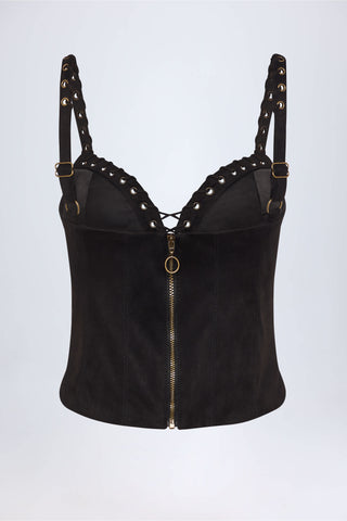 Lace-Up Top in Black