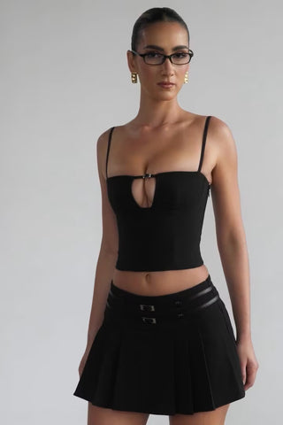 Cut-Top Camisole Top in Black