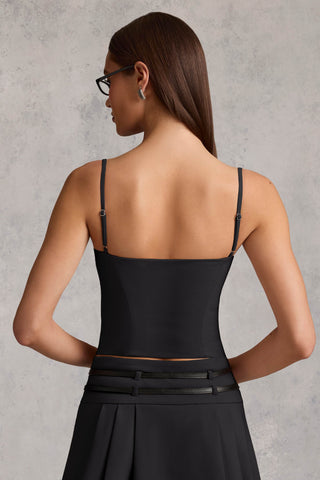 Cut-Top Camisole Top in Black