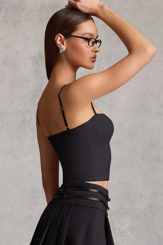 Cut-Top Camisole Top in Black