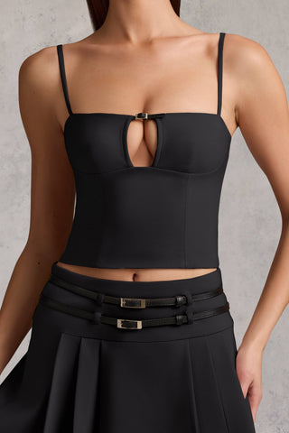 Cut-Top Camisole Top in Black