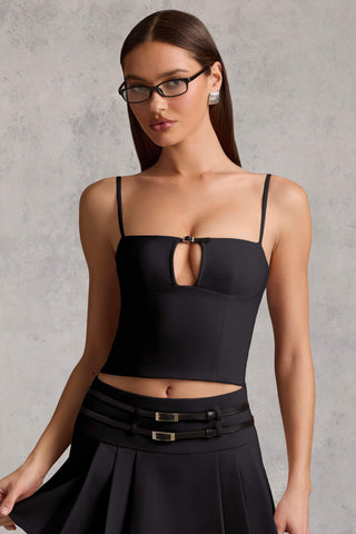 Cut-Top Camisole Top in Black