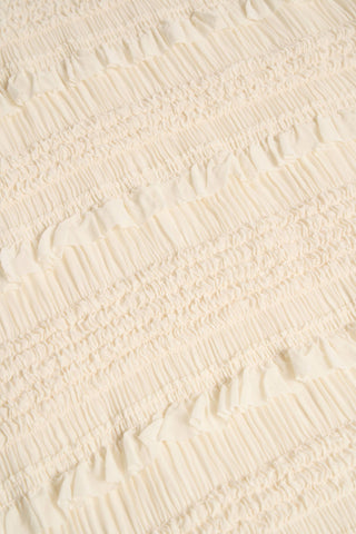 Ruffled Mid-Rise Shorts in Ivory